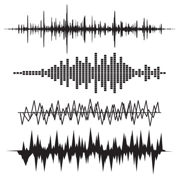 Sound Wave Icon Set. Music soundwave icons set. Equalize audio a