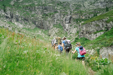 Fototapeta na wymiar Group of young hikers