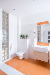 Orange tiles on the floor