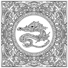 dragon coloring zentangle