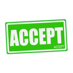 ACCEPT white stamp text on green