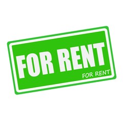 FOR RENT white stamp text on green