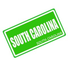 SOUTH CAROLINA white stamp text on green