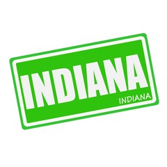 INDIANA white stamp text on green