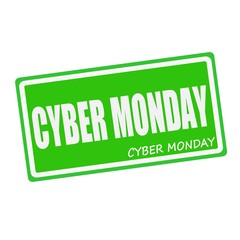 CYBER MONDAY white stamp text on green