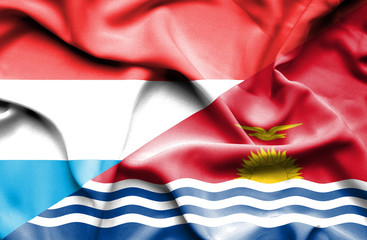 Waving flag of Kiribati and Luxembourg