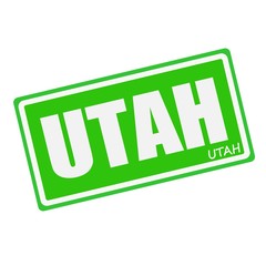 UTAH white stamp text on green