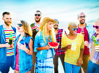 Diverse Beach Summer Friends Fun Bonding Concept