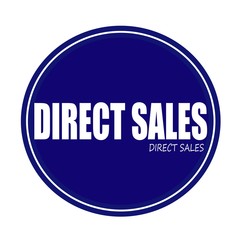 DIRECT SALES white stamp text on blue