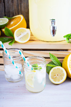 Homemade lemonade in mason jars