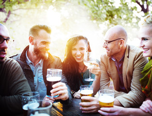 Diverse People Friends Hanging Out Drinking Concept