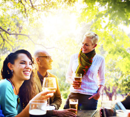 Diverse People Friends Hanging Out Drinking Concept