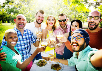 Diverse People Luncheon Outdoors Food Concept
