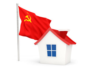 House with flag of ussr