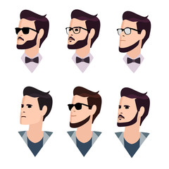 Fototapeta premium flat cartoon hipster character set, vector illustration