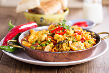 Vegan curry with tofu and vegetables