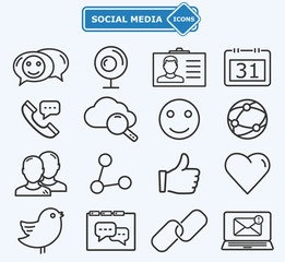 Social media and network lines icons