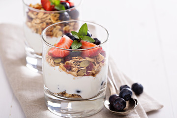 Breakfast parfait with homemade granola
