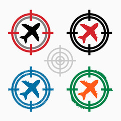 Obraz premium Airplane on target icons background
