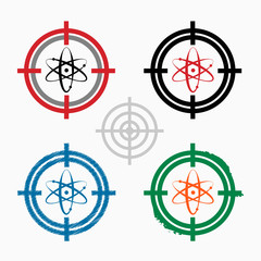 Atom molecule on target icons background