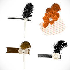 Beautiful headbands and hat with feathers
