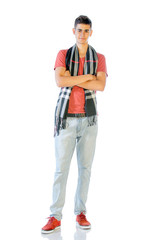 Fototapeta premium Young Man In Casual Clothes Isolated On White