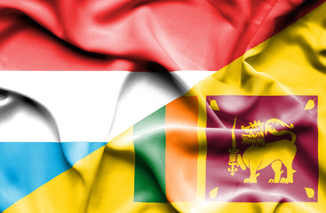 Waving flag of Sri Lanka and Luxembourg