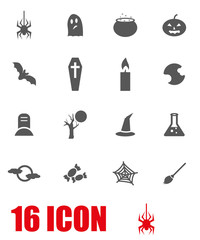 Vector grey halloween icon set