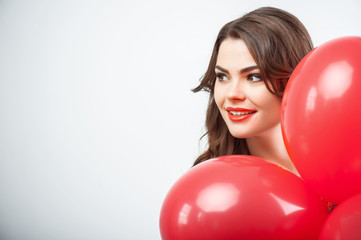 Attractive girl with pretty smile is celebrating