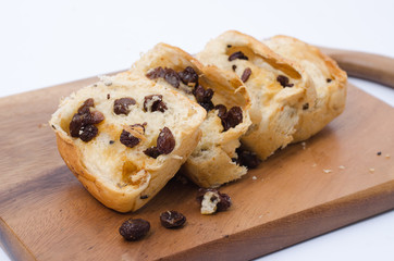 fresh home made raisin bread