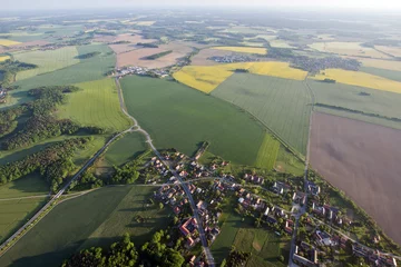 Fototapete Luftbild Luftaufnahme Felder und Straßen
