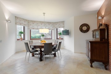 Round table in dining room