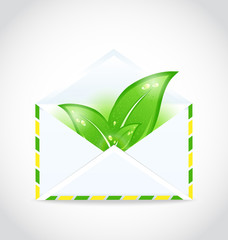  summer letter with green leaves