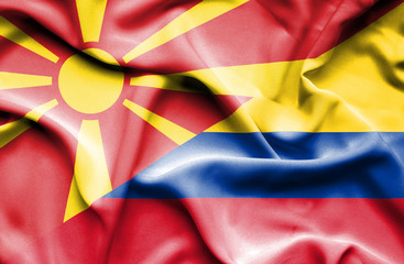 Waving flag of Columbia and Macedonia