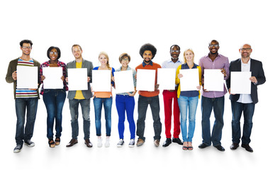 Fototapeta premium Diversity Casual People Holding Blank Space Team Concept