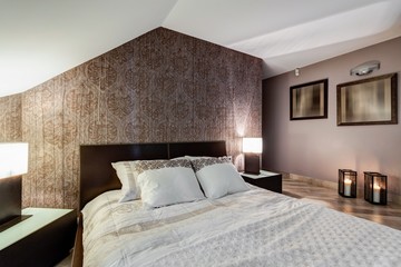 Fototapeta premium Brown elegant bedroom
