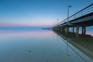 Landscape of pier in Jastarnia photographed before sunrise