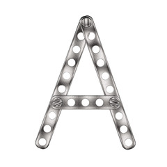 Letter A made from metall construktor.