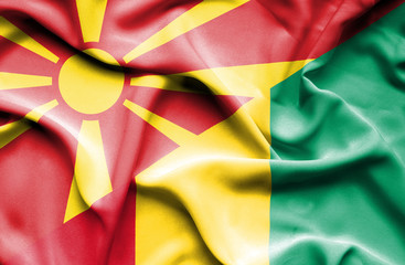 Waving flag of Guinea and Macedonia