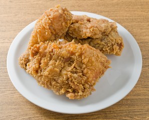 Delicious Deep Fried Chicken on A White Dish