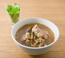 Thai Spicy Beef Entrails Soup with Sweet Basil