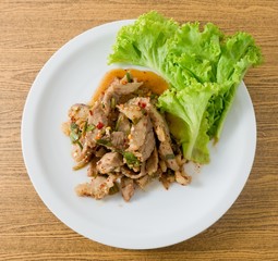 Top View of Spicy Grilled Beef Salad