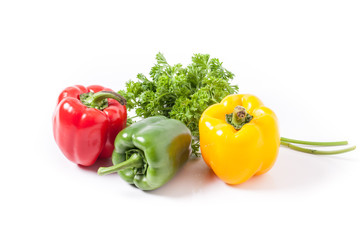 Vegetables set on a white background.