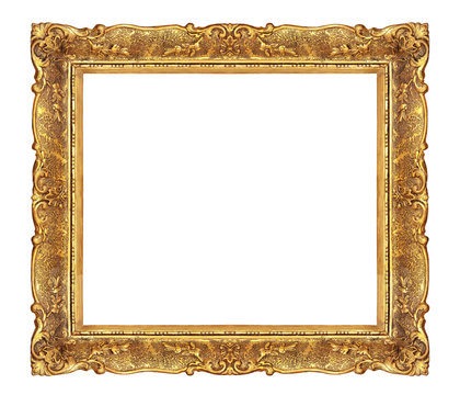 Golden elegant frame isolated on white background.