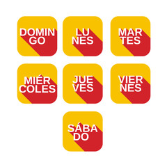 Vector set color square icons with titles of days