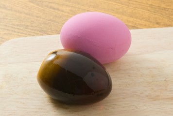 Two Pink Century Eggs or Pidan Eggs