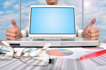 businessman showing thumb up