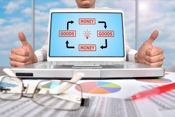laptop with business scheme