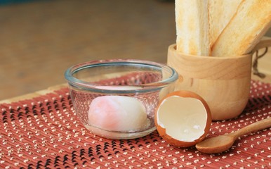 Sliced bread and soft boiled egg