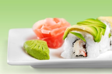 Sushi, Food, Plate.